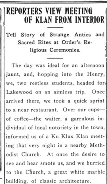 “Reporters View Meeting of Klan from Interior”