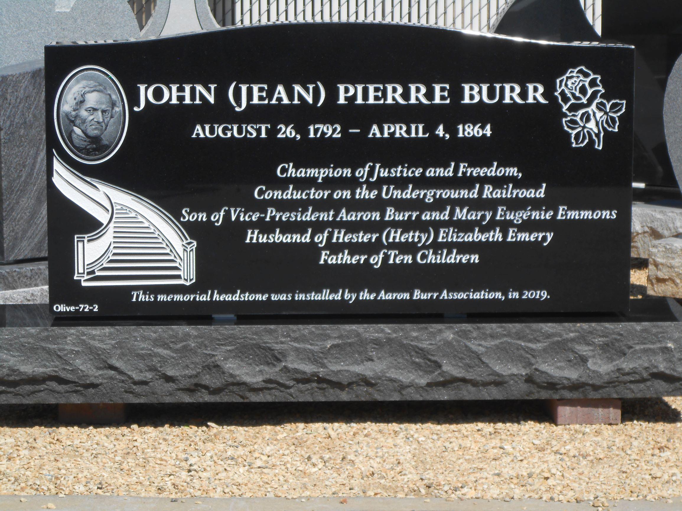 Headstone of John Pierre Burr