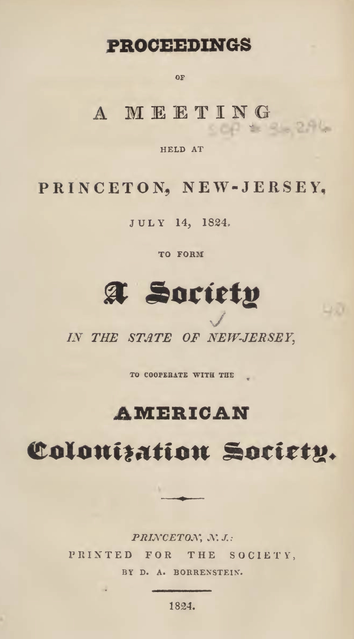 "Proceedings of a Meeting Held at Princeton"