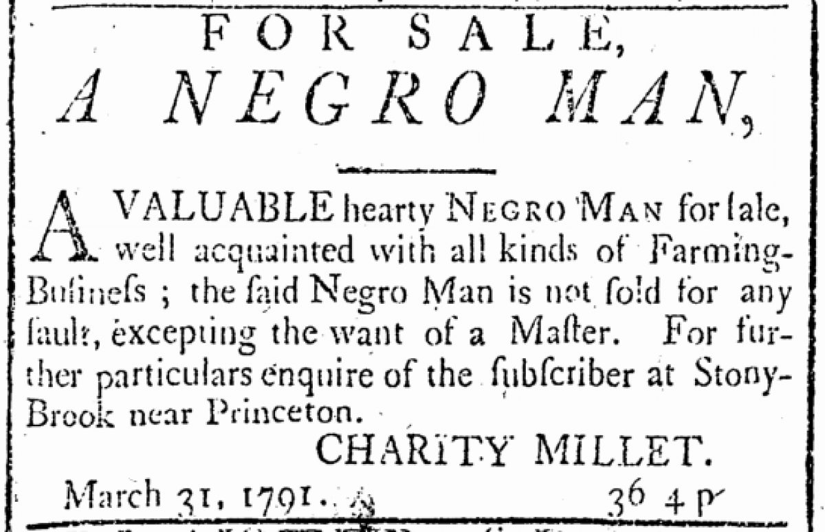 "Negro Man" to be sold by Charity Millet