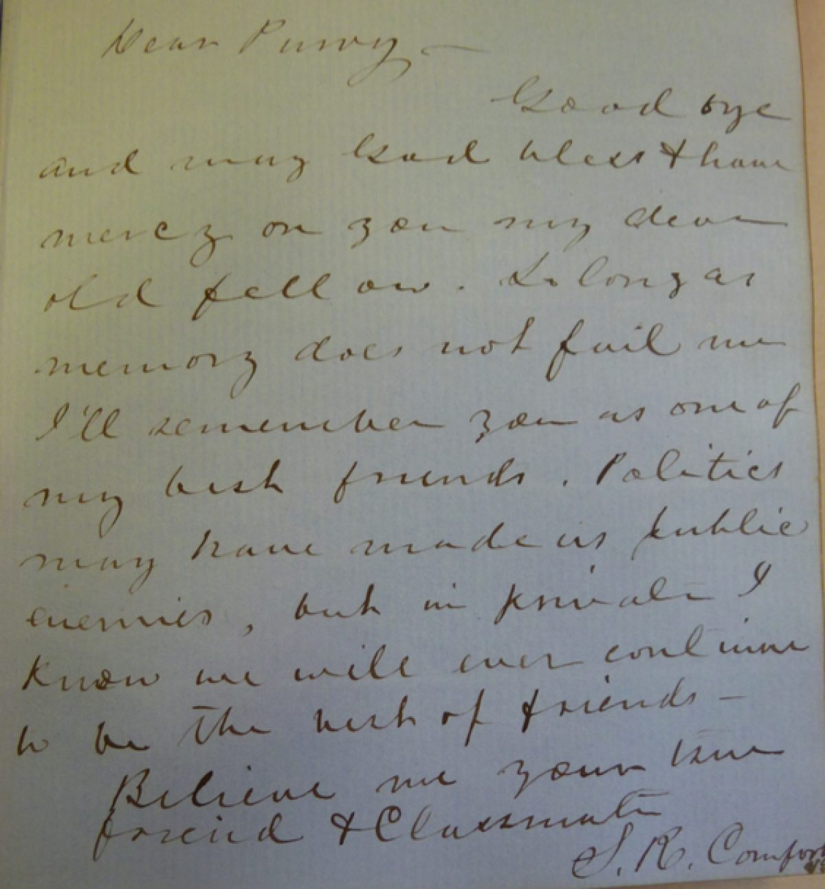 Autograph Book Entry by Samuel Comfort