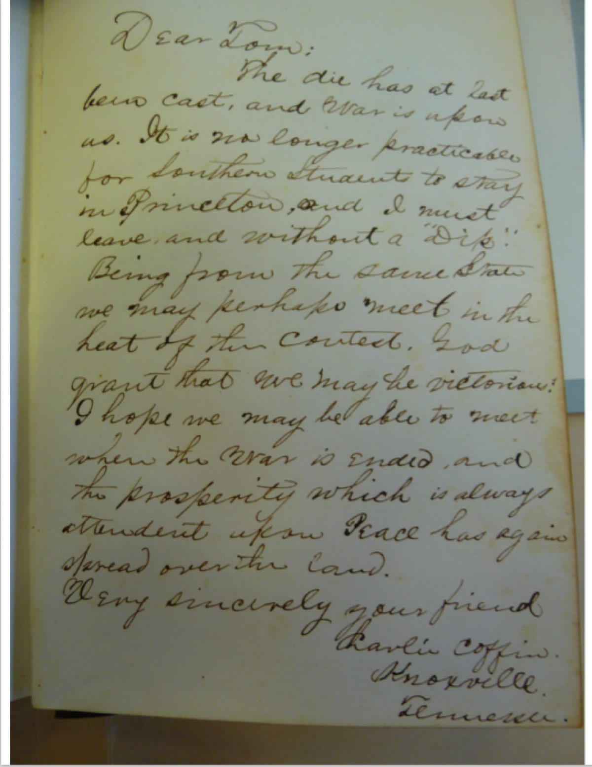 Autograph Book Entry by Charles Coffin