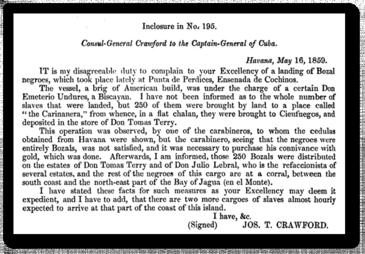 Letter From Joseph T  Crawford To The Captain General Of Cuba