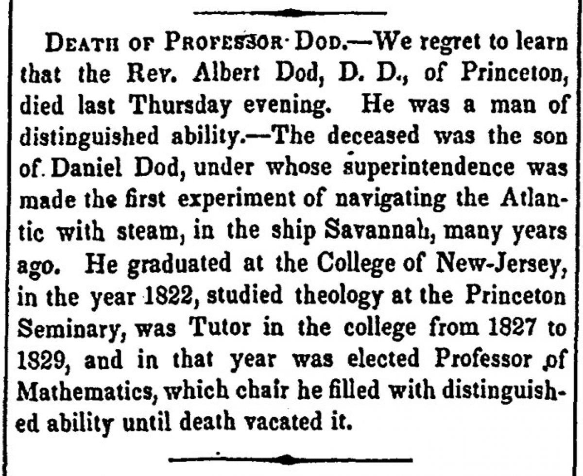 "Death of Professor Dod"