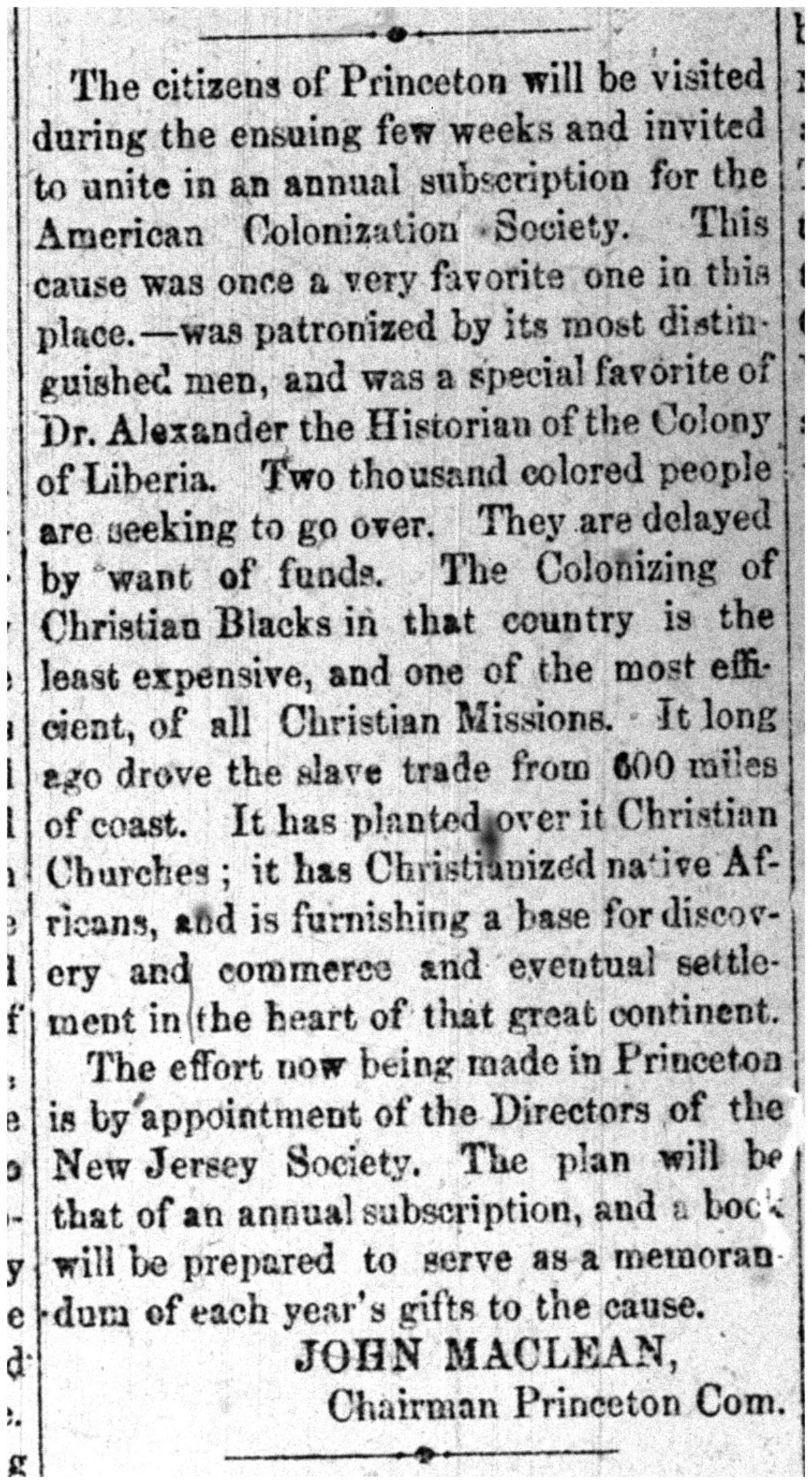 Princeton Press Maclean Colonization Nov 14 1874