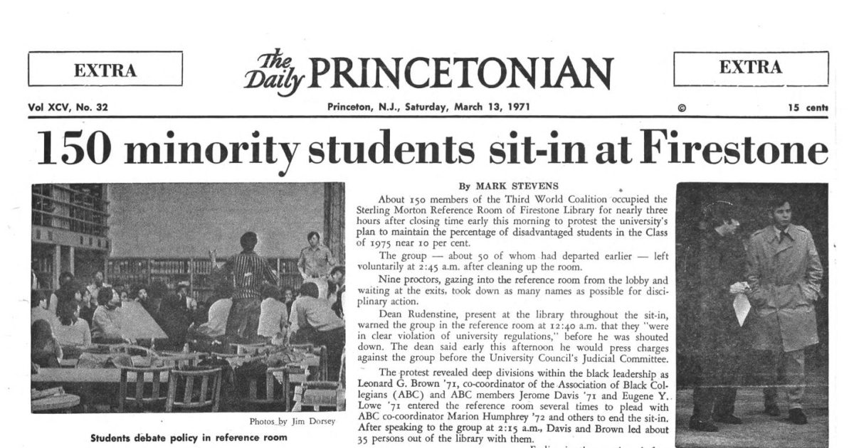 "150 minority students sit-in at Firestone"