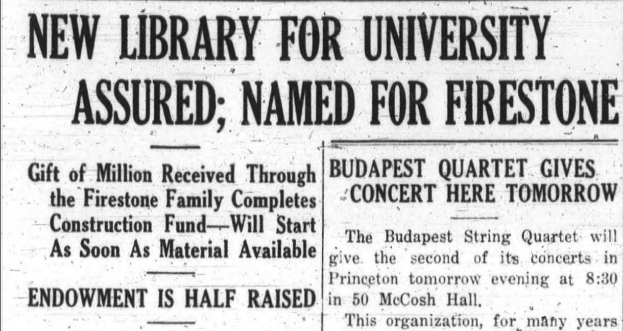 "New Library For University Assured; Named For Firestone"